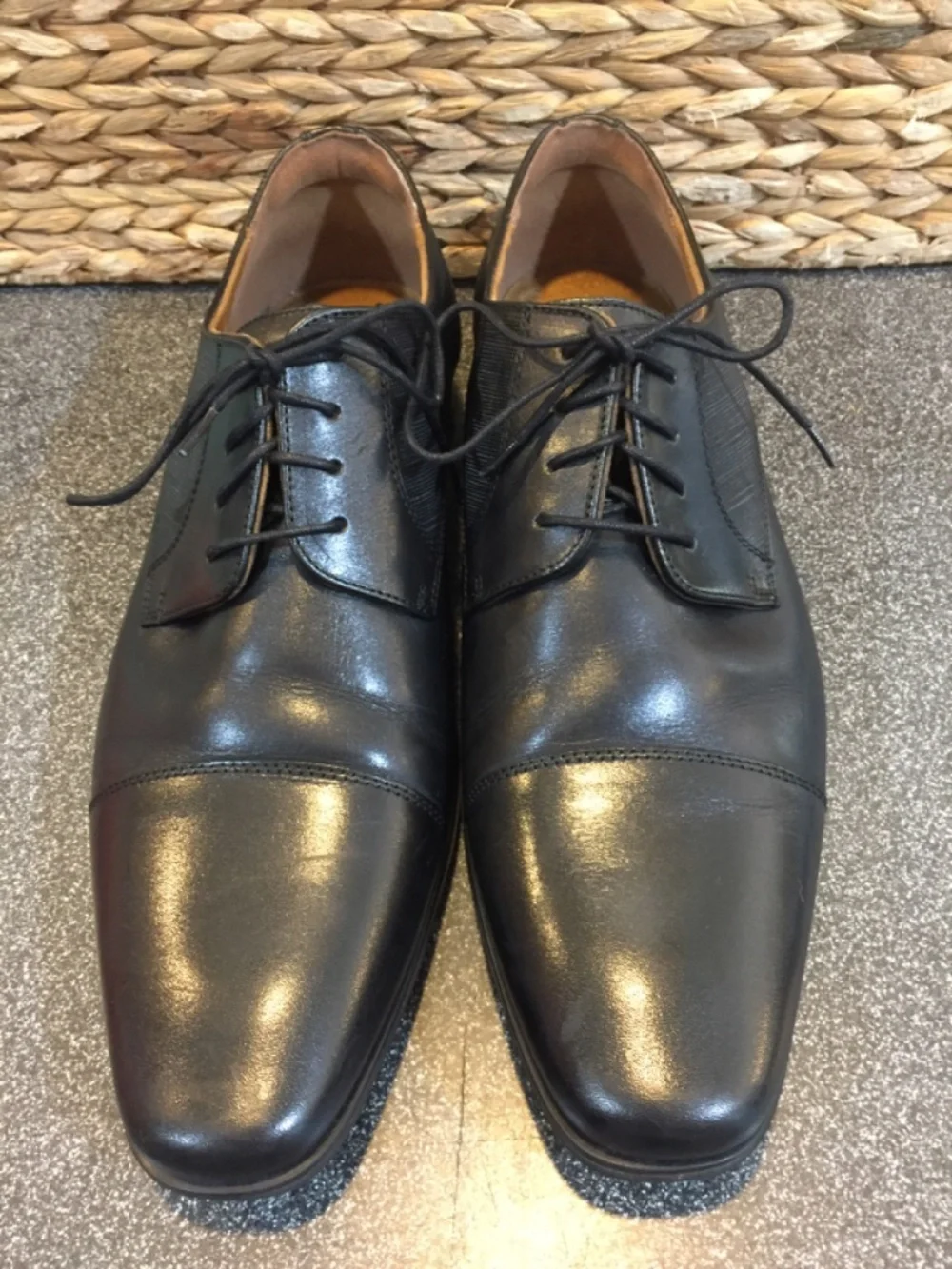 Florsheim Black Leather Cap-Toe Derby Shoes